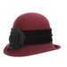 Wool Felt Cloche with Velvet Band - Scala Hat Cloche Scala Hats LF264 Burgundy  