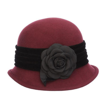 Wool Felt Cloche with Velvet Band - Scala Hat, Cloche - SetarTrading Hats 