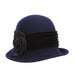 Wool Felt Cloche with Velvet Band - Scala Hat Cloche Scala Hats LF264 Indigo  