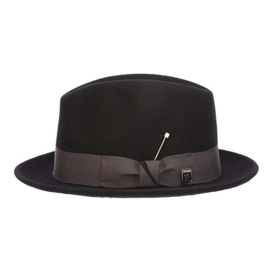 Wool Felt Fedora Hat with Jaquard Underbrim - Stacy Adams Winter Hat Fedora Hat Stacy Adams Hats SAW703 Black Medium (22.25") 
