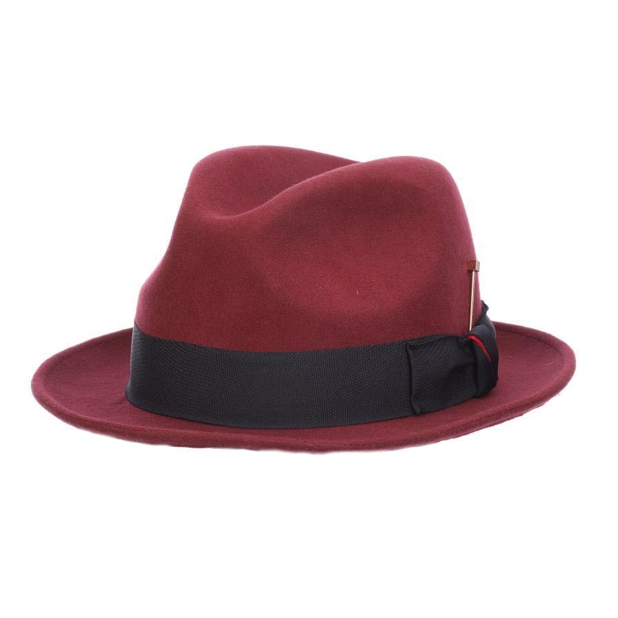 Wool Felt Fedora Hat with Jaquard Underbrim - Stacy Adams Winter Hat Fedora Hat Stacy Adams Hats    