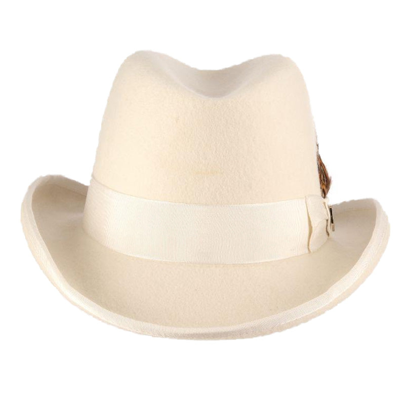 Wool Felt Homburg with Feather Accent, up to 2XL - Stacy Adams Hats, Homburg - SetarTrading Hats 