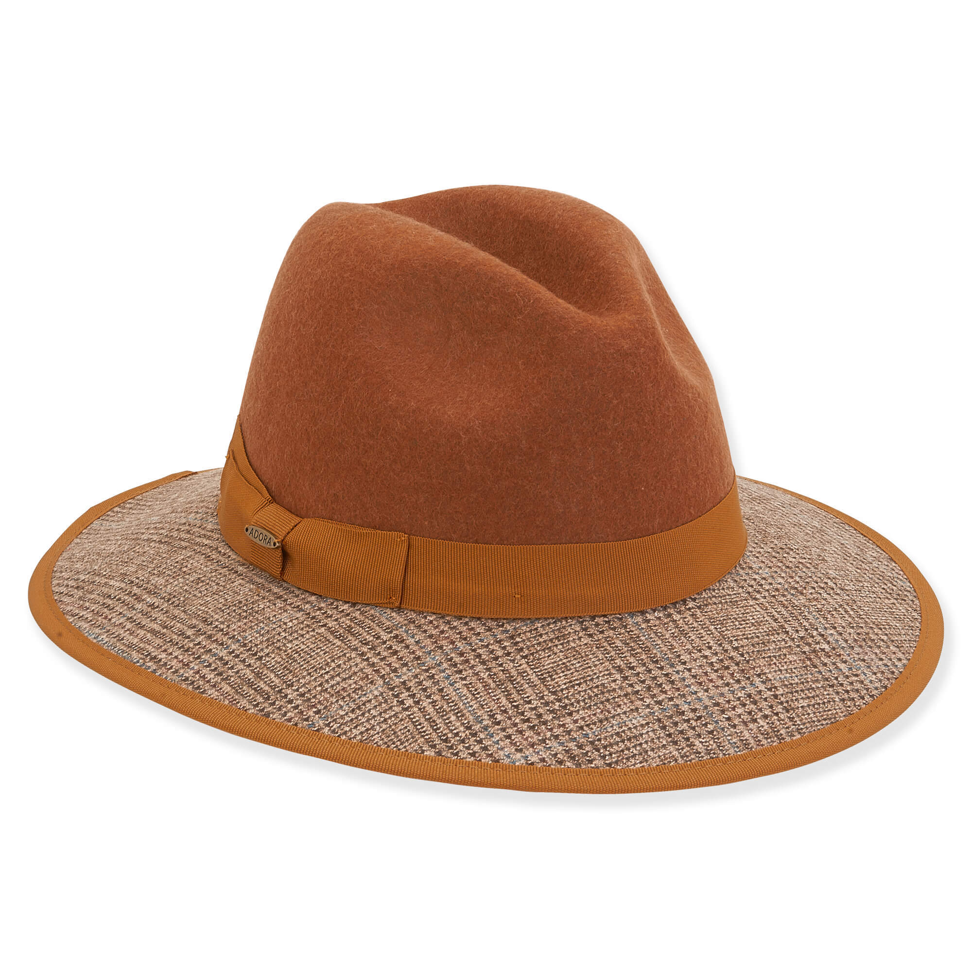 Wool Felt Safari Hat with Scottish Tweed Trim - Adora® Hats, Safari Hat - SetarTrading Hats 