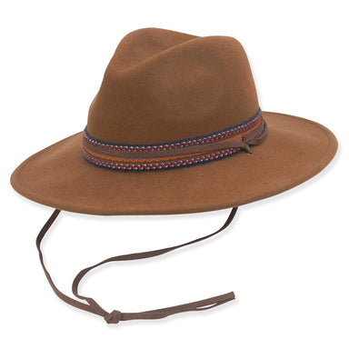 Wool Felt Safari Hat with Suede Chin Strap - Adora® Hats, Safari Hat - SetarTrading Hats 