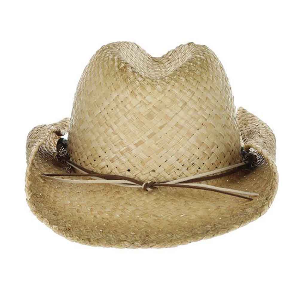 Woven Raffia Cowboy Hat with Rolled Brim - Scala Hats Cowboy Hat Cappelli Straworld    