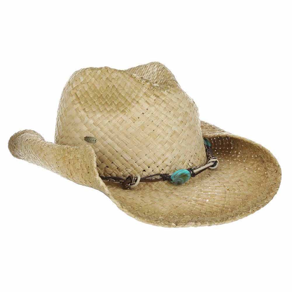 Woven Raffia Cowboy Hat with Rolled Brim - Scala Hats  display picture 1