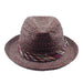 Woven Raffia Fedora Hat with Aztec Print Band - Carlos Santana Hats Fedora Hat Santana Hats    
