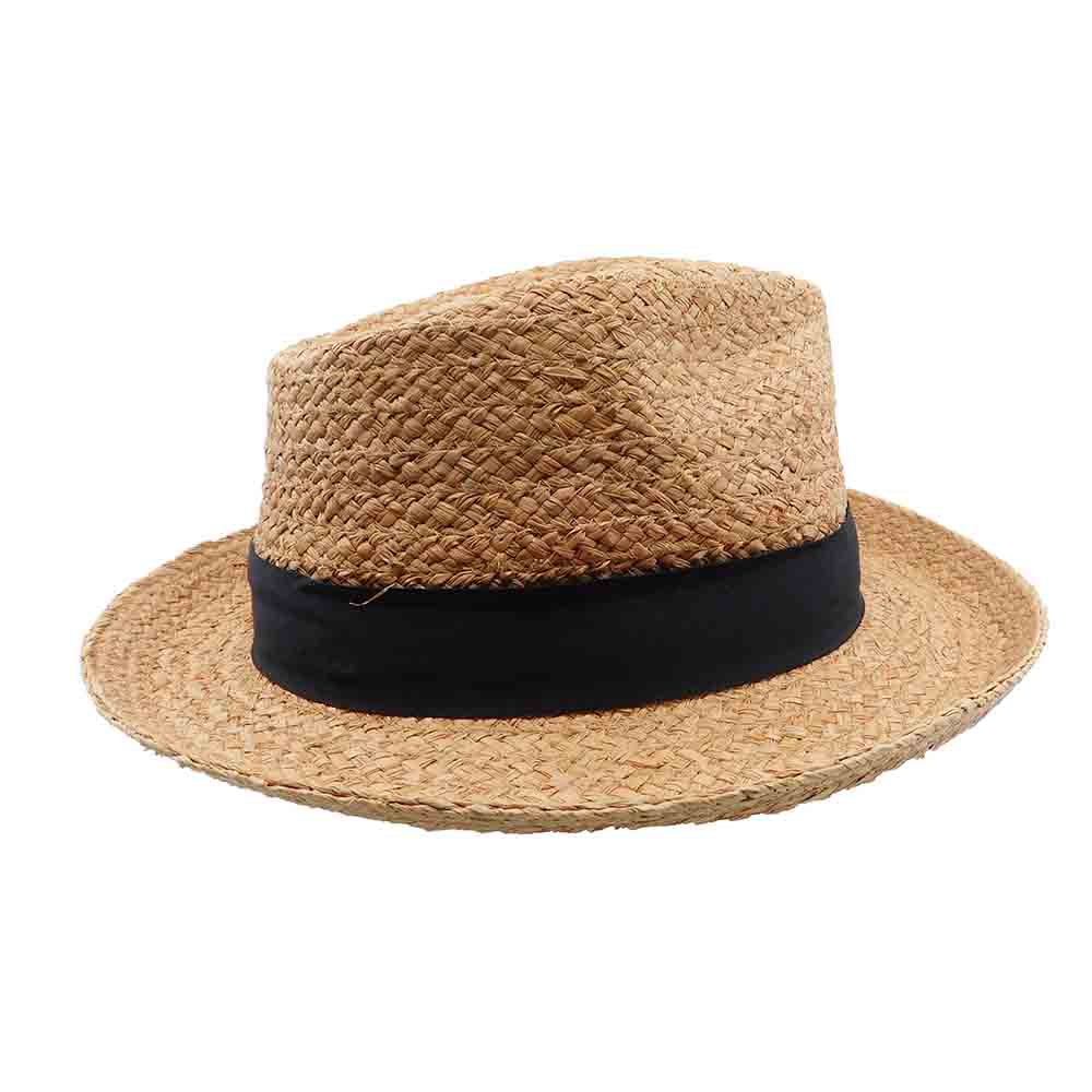 Woven Raffia Fedora Hat with Side Feather - Brooklyn Hat Co Fedora Hat Brooklyn Hat    