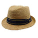 Woven Raffia Fedora Hat with Striped Band - Scala Hats Fedora Hat Scala Hats MR206 Natural XLarge (61 cm) 