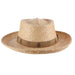 Woven Raffia Gambler Hat with Pineapple Tape Band - Scala Hats for Men Gambler Hat Scala Hats MR73 Khaki M (57 cm) 