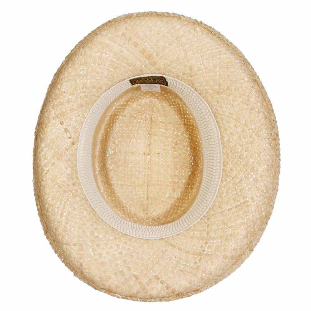 Woven Raffia Gambler Hat with Pineapple Tape Band - Scala Hats for Men Gambler Hat Scala Hats    