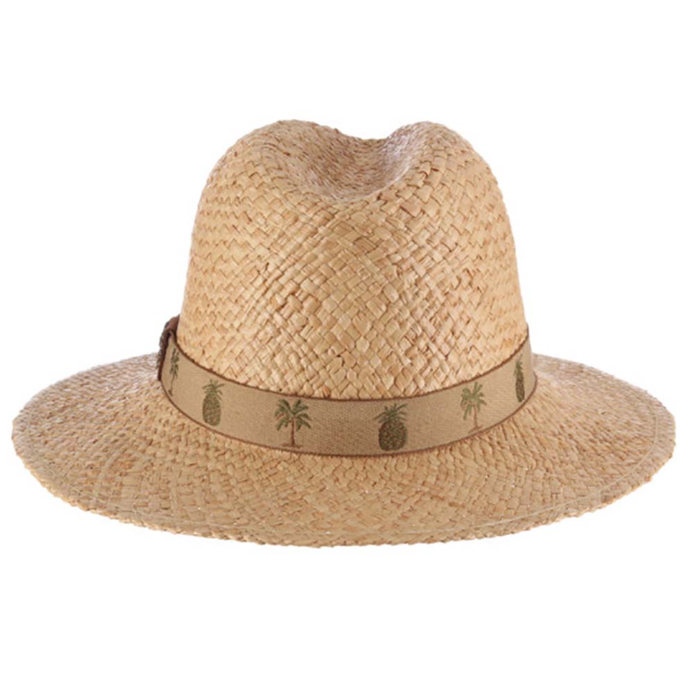 Woven Raffia Safari Hat with Pineapple Tape Band - Scala Hats for Men Gambler Hat Scala Hats    