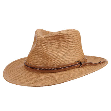 Woven Straw Safari with Faux Leather Band - Scala Hats for Men Safari Hat Scala Hats MS424 Tan L/XL (60 cm) 