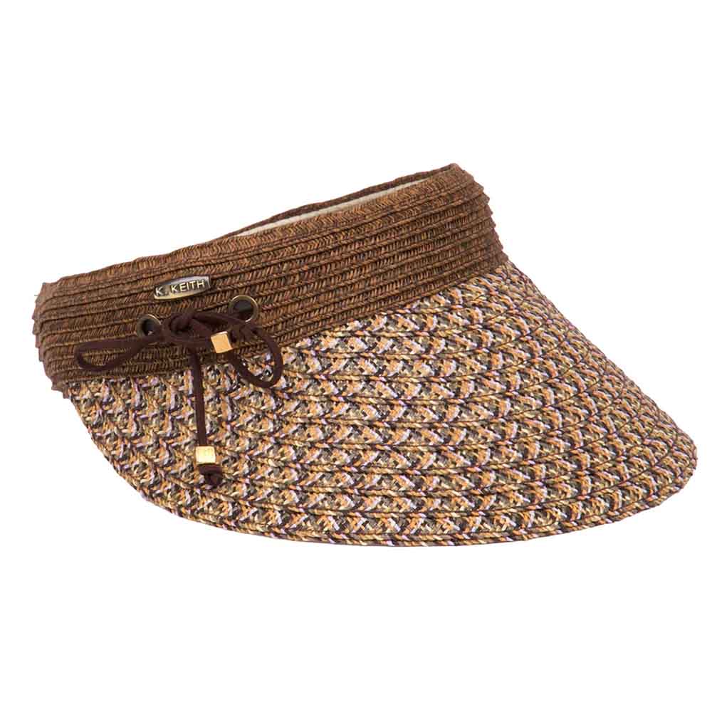 Woven Toyo Brim Clip On Sun Visor - Karen Keith Hats Visor Cap Great hats by Karen Keith PV89-D Brown  