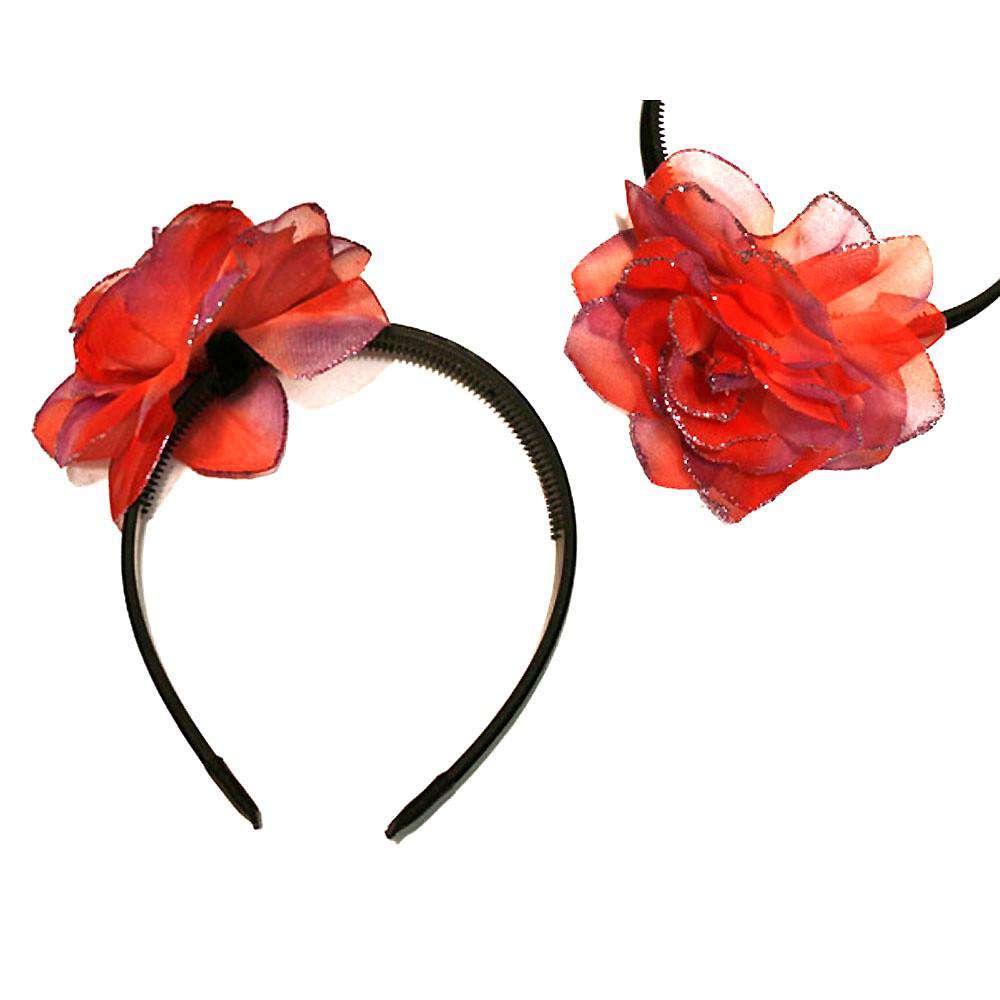 Glitter Flower Head Band Fascinator Something Special LA ZH2189RD Red and Purple  