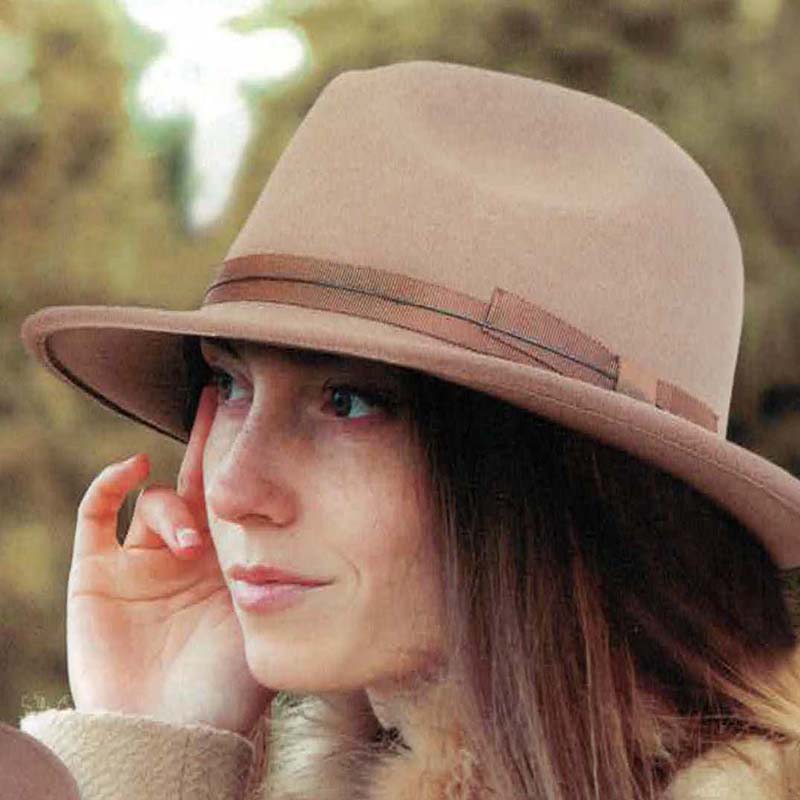 Adora® Wool Hat - Wool Felt Safari Hat with Grosgrain Ribbon Bow Safari Hat Adora Hats    