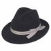 Adora® Wool Hat - Wool Felt Safari Hat with Grosgrain Ribbon Bow Safari Hat Adora Hats ad1002a Black  