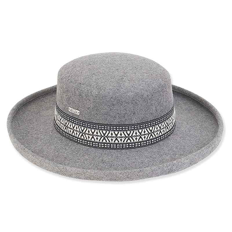 Adora® Wool Hat - Wool Felt Wide Brim Gambler Hat with Woven Band Gambler Hat Adora Hats    