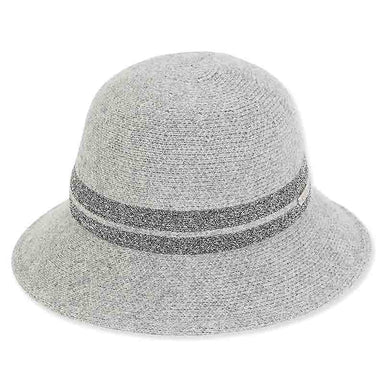 Adora® Wool Hat -Soft Wool Bucket Hat with Silver Lurex Band Cloche Adora Hats AD1057B Grey Medium (57 cm) 
