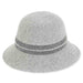 Adora® Wool Hat -Soft Wool Bucket Hat with Silver Lurex Band Cloche Adora Hats AD1057B Grey Medium (57 cm) 