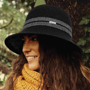 Adora® Wool Hat -Soft Wool Bucket Hat with Silver Lurex Band, Cloche - SetarTrading Hats 