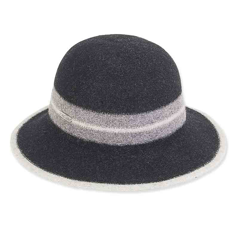 Adora Wool Hat Soft Wool Bucket Hat with Contrast Band and Edge