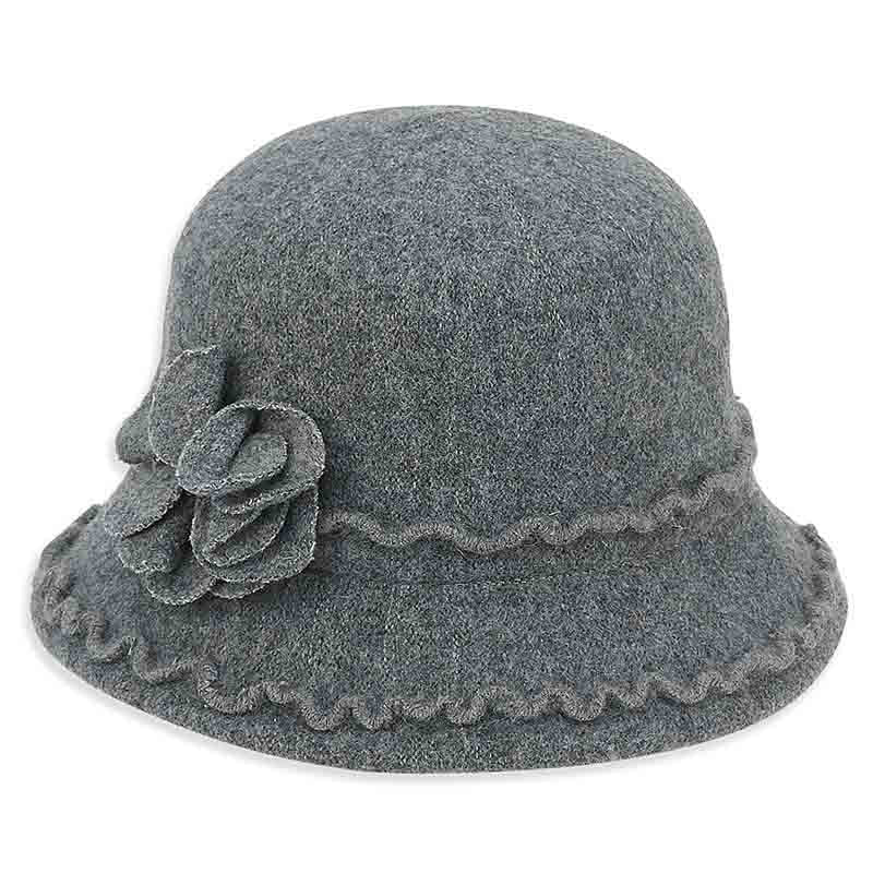 Adora® Wool Hat - Soft Wool Cloche Hat with Floral Trim  display picture 3