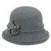 Adora® Wool Hat - Soft Wool Cloche Hat with Floral Trim Cloche Adora Hats ad1070c Grey Medium (57 cm) 