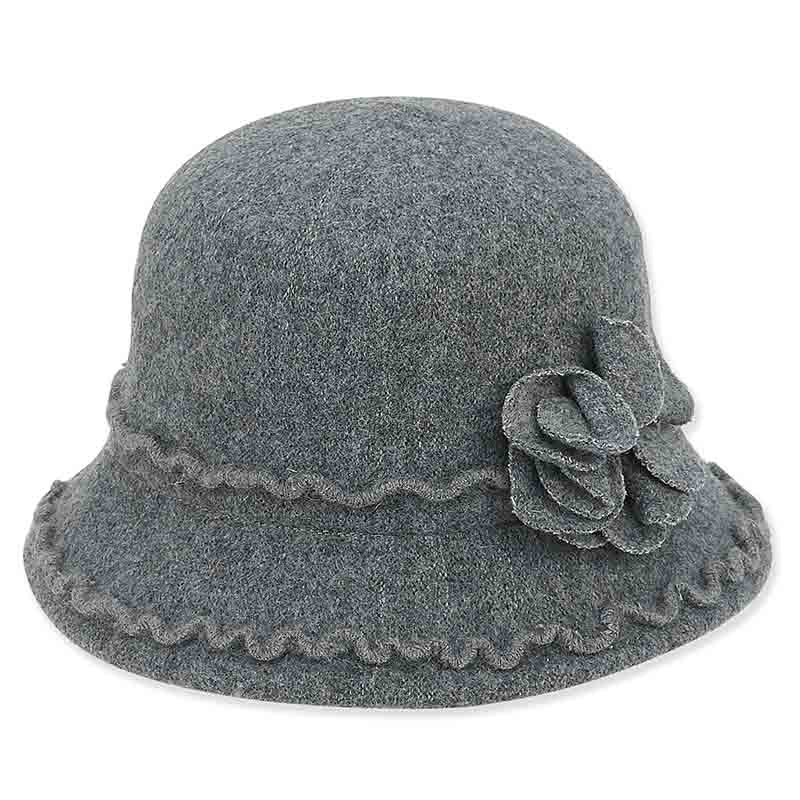 Adora® Wool Hat - Soft Wool Cloche Hat with Floral Trim Cloche Adora Hats    