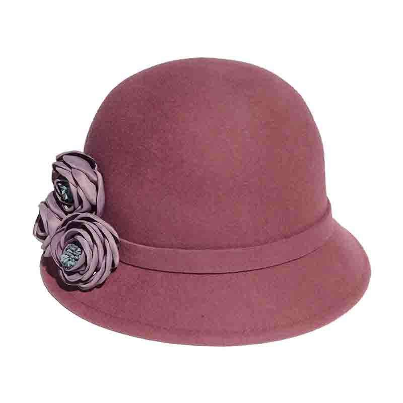 Dusty Rose Cloche Hat with Flowers by Adora® Cloche Adora Hats    