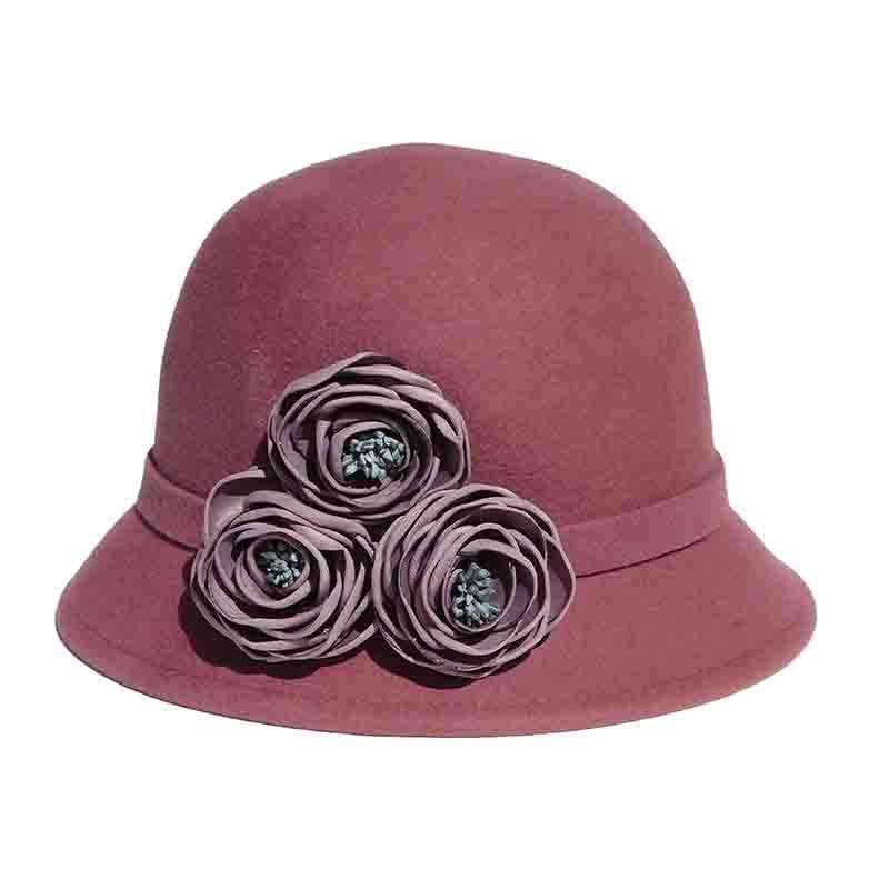 Dusty Rose Cloche Hat with Flowers by Adora® Cloche Adora Hats    