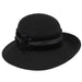 Large Brim Satin Adorned Wool Felt Hat by Adora®-Black Wide Brim Hat Adora Hats ad819bk Black  