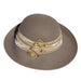 Large Brim Satin Adorned Wool Felt Hat by Adora®-Camel Wide Brim Hat Adora Hats    