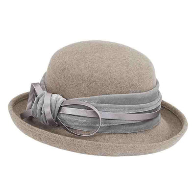 Velvet Band Wool Felt Bowler Hat by Adora®-Grey Bowler Hat Adora Hats    