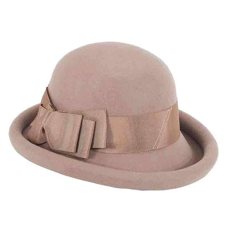 Rolled Brim Wool Felt Bowler Hat by Adora®-Pecan, Bowler Hat - SetarTrading Hats 