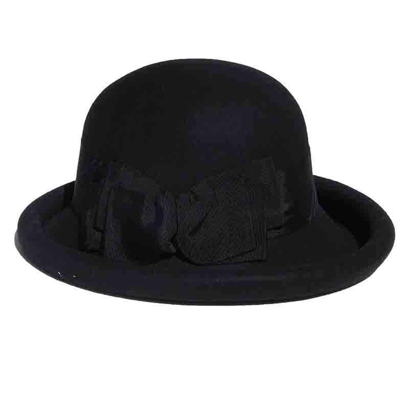 Velvet Band Wool Bowler style Hat by Adora® Velvet Band Wool Felt Bowler Hat by Adora® -Grey- Bohemian  main image 2