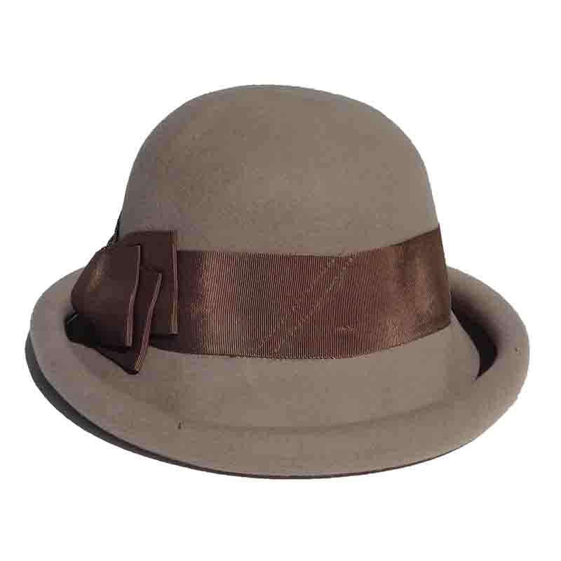 Rolled Brim Wool Felt Bowler Hat by Adora®-Pecan Bowler Hat Adora Hats    