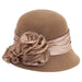 Satin Adorned Cloche Hat by Adora®-Camel Cloche Adora Hats ad836cm Camel  