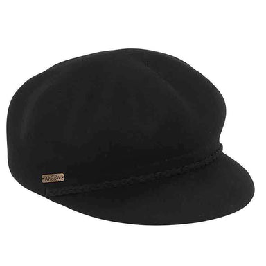 Wavy Wool Felt Newsboy Cap by Adora® Cap Adora Hats ad849bk Black  