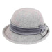Up Turned Asymmetrical Brim Hat with Velvet Band by Adora® Cloche Adora Hats ad886 Grey  