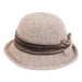 Up Turned Asymmetrical Brim Hat with Velvet Band by Adora® Cloche Adora Hats ad886C cl Camel  