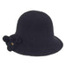 Pom Pom Bow Wool Beanie Hat by Adora® Beanie Adora Hats as893bk Black M/L (58 cm) 