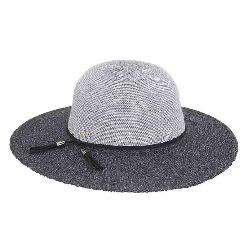 Knit Capeline Style Hat with Suede Tassels by Adora® Wide Brim Sun Hat Adora Hats    