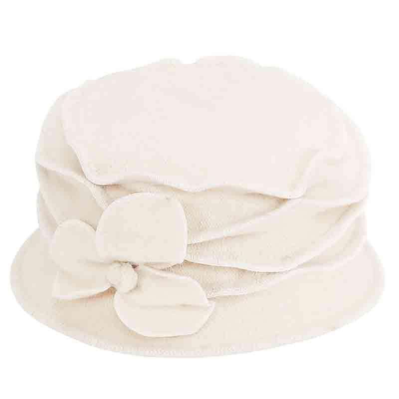 Boiled Wool Beanie with Criss Cross Pleated Crown - Adora® Hat Beanie Adora Hats ad899iv Winter White  