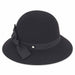 Adora® Wool Hat - Wool Felt Cloche with Tilted Grosgrain Ribbon Bow Cloche Adora Hats ad986a Black Medium (57 cm) 