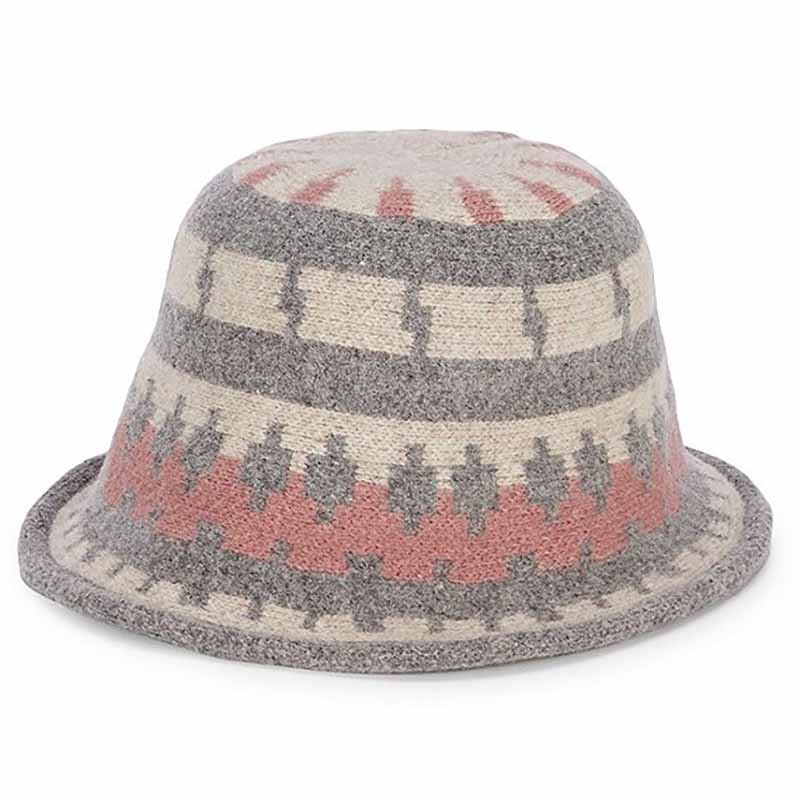 Adora® Wool Hat - Geometric Print Soft Wool Bucket Hat Cloche Adora Hats ad1061 Grey Medium (57 cm) 