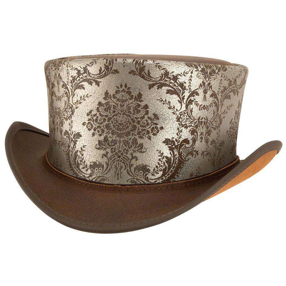 Parlor Leather Steampunk Top Hat -Steampunk Hatter Top Hat Head'N'Home Hats MWkrakowBN Brown Large 