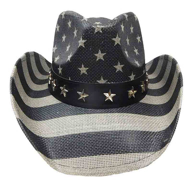 American Flag Cowboy Hat in Black and Grey - Milani Cowboy Hat Milani Hats ST-085BK Black / Grey Large (59 cm)