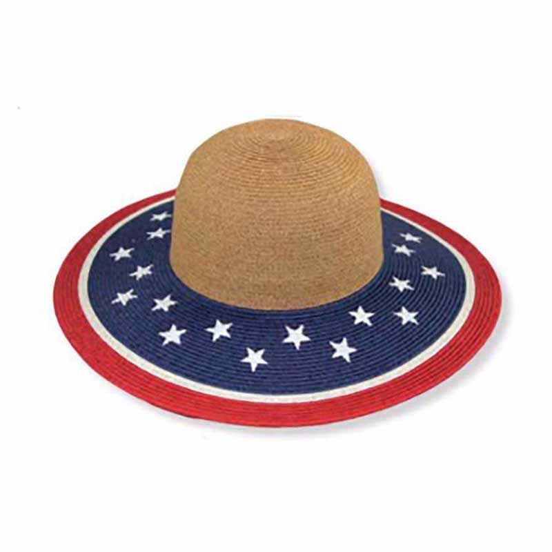 Small Heads American Flag Wide Brim Sun Hat - Jeanne Simmons Hats Wide Brim Sun Hat Jeanne Simmons js1063 US Flag XXS 