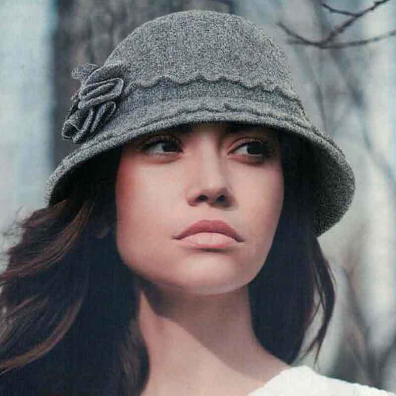 Adora Cream Wool Cloche Hat with Decorative Flower display picture 2